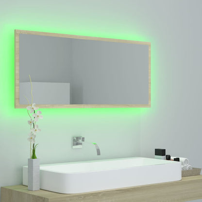 LED-Badspiegel Sonoma-Eiche 100x8,5x37 cm Acryl