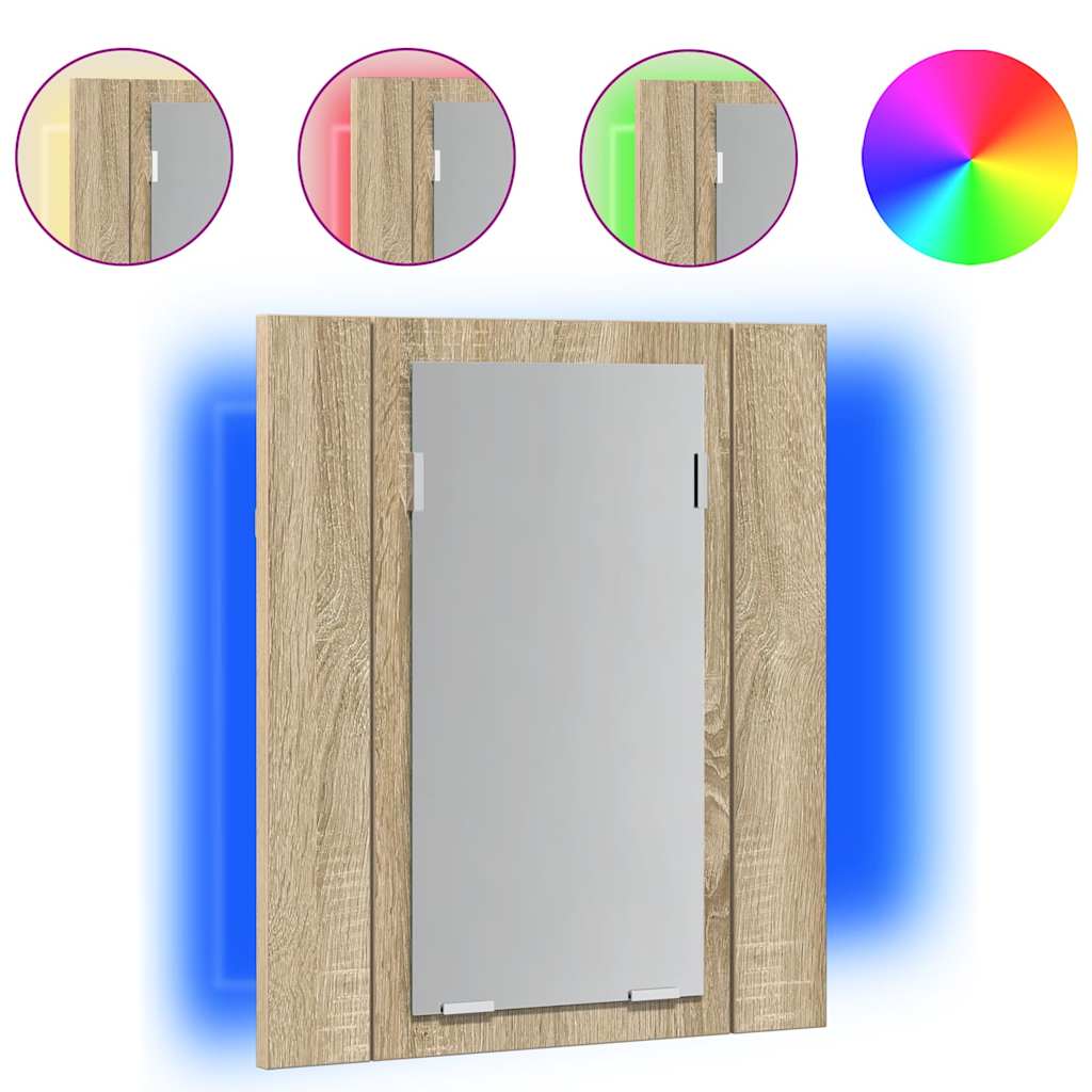 LED-Bad-Spiegelschrank Sonoma-Eiche 40x12x45 cm Acryl