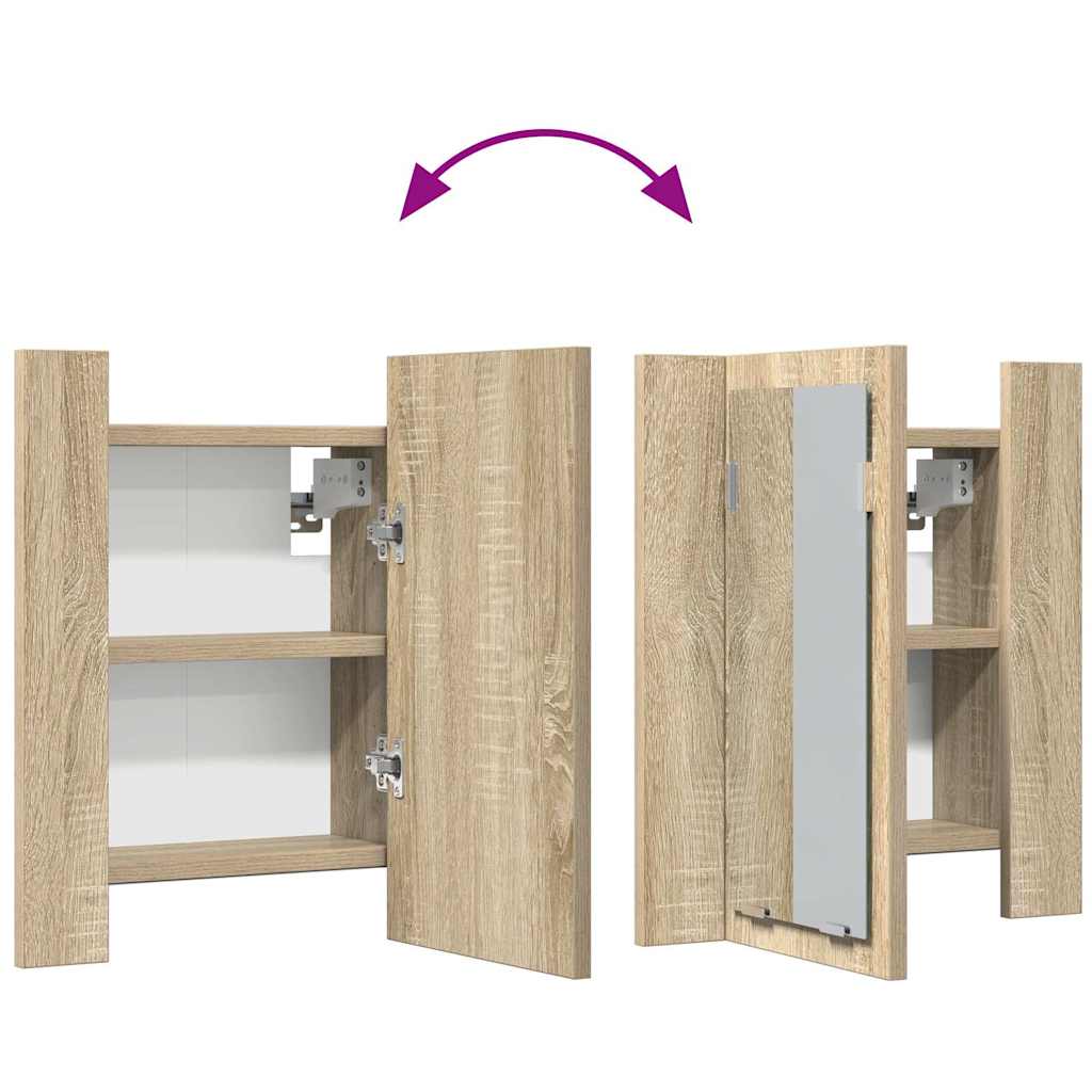 LED-Bad-Spiegelschrank Sonoma-Eiche 40x12x45 cm Acryl
