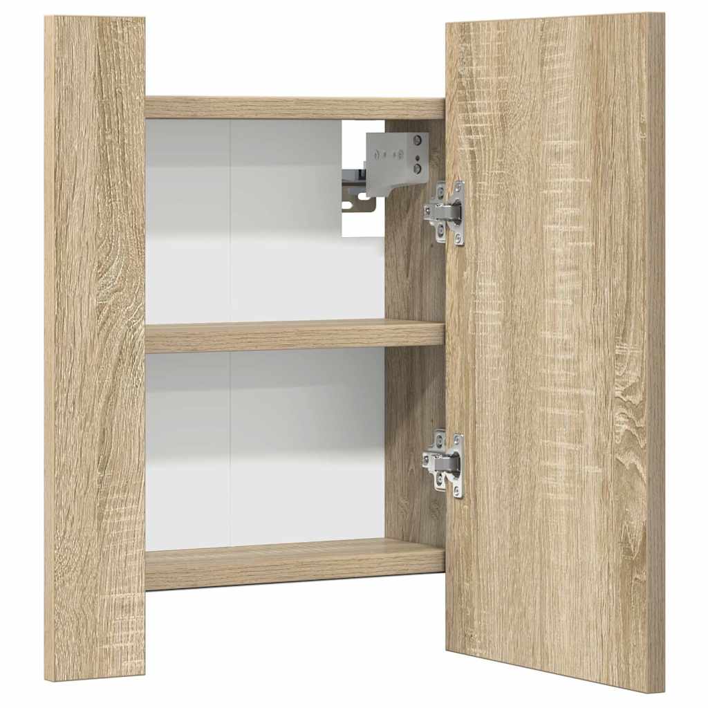 LED-Bad-Spiegelschrank Sonoma-Eiche 40x12x45 cm Acryl