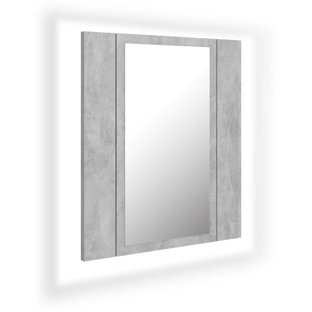 Armoire de toilette LED avec miroir de salle de bain gris béton 40x12x45 cm acrylique