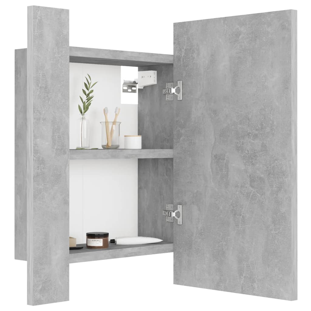Armoire de toilette LED avec miroir de salle de bain gris béton 40x12x45 cm acrylique