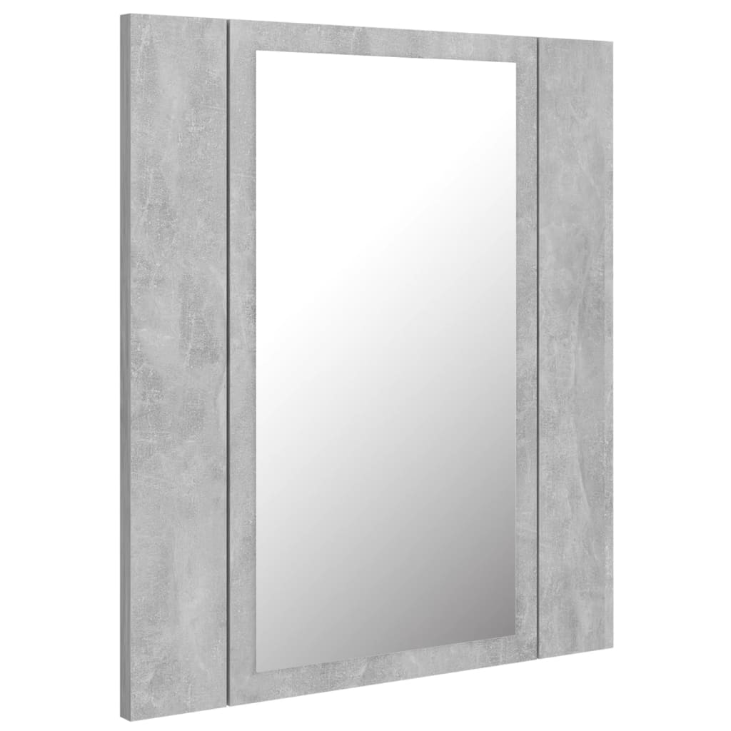 Armoire de toilette LED avec miroir de salle de bain gris béton 40x12x45 cm acrylique