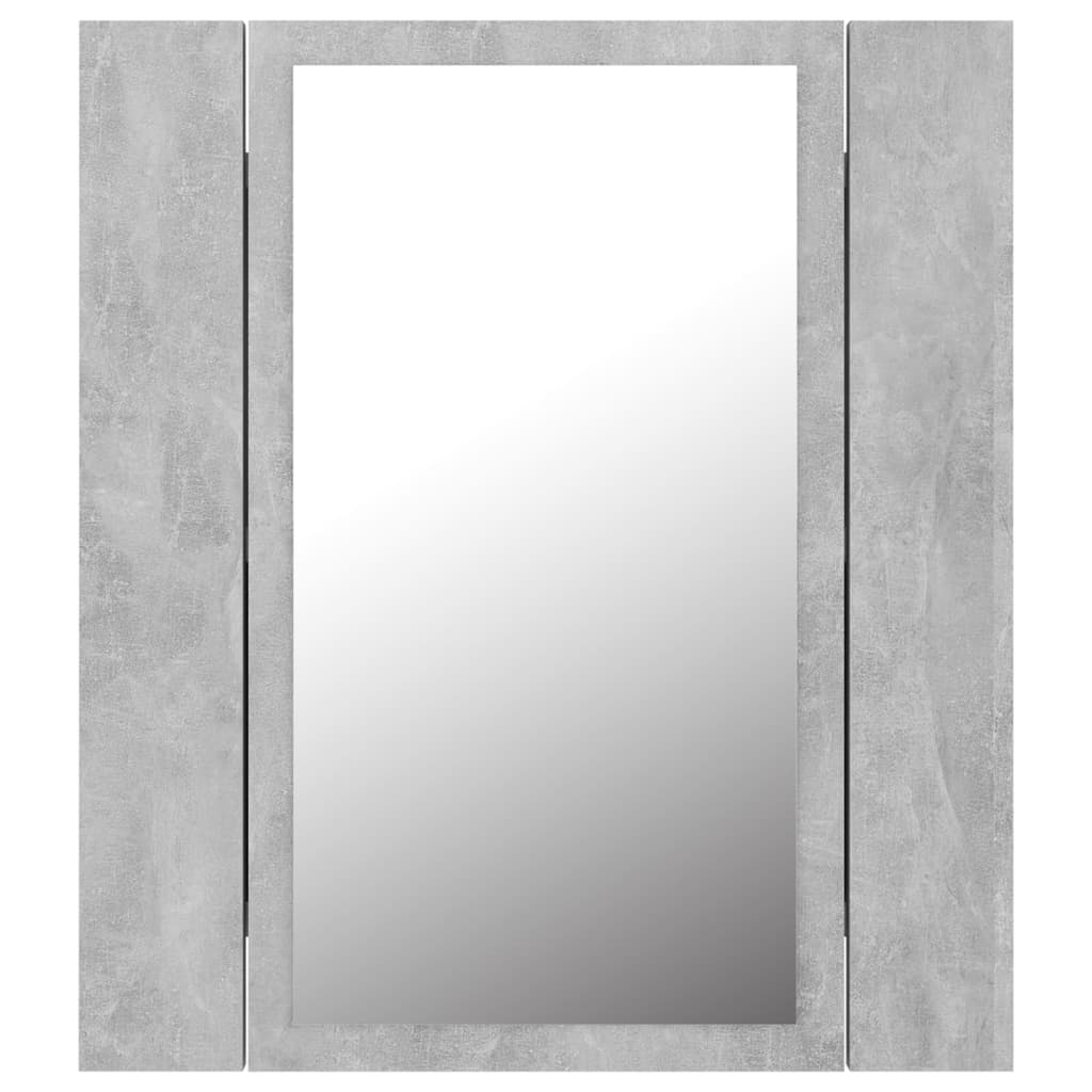 Armoire de toilette LED avec miroir de salle de bain gris béton 40x12x45 cm acrylique