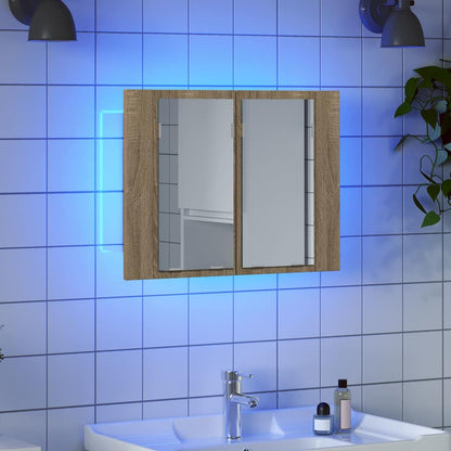 LED-Bad-Spiegelschrank Sonoma-Eiche 60x12x45 cm Acryl