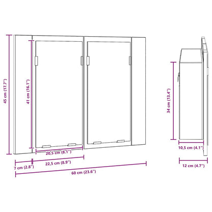 LED-Bad-Spiegelschrank Sonoma-Eiche 60x12x45 cm Acryl
