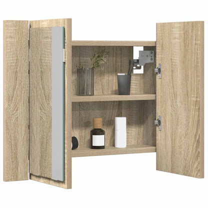 LED-Bad-Spiegelschrank Sonoma-Eiche 60x12x45 cm Acryl