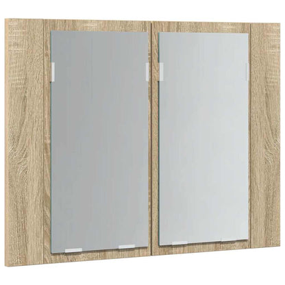 LED-Bad-Spiegelschrank Sonoma-Eiche 60x12x45 cm Acryl