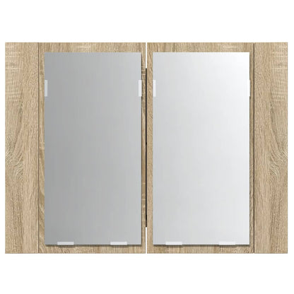 LED-Bad-Spiegelschrank Sonoma-Eiche 60x12x45 cm Acryl