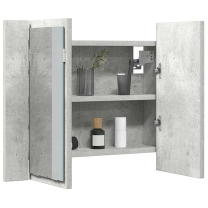 LED-Bad-Spiegelschrank Betongrau 60x12x45 cm Acryl