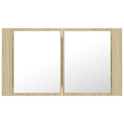 LED-Bad-Spiegelschrank Sonoma-Eiche 80x12x45 cm Acryl