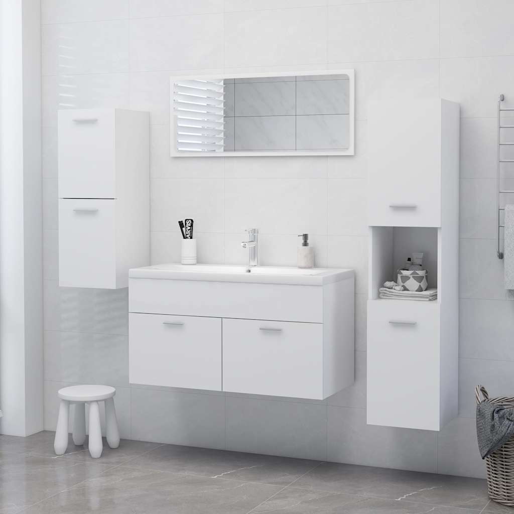 Badezimmerschrank Weiß 30x30x80 cm Holzwerkstoff