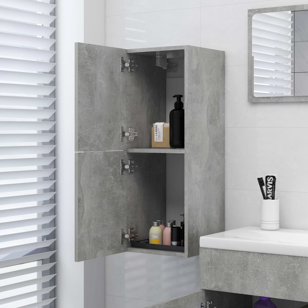 Meuble de salle de bain gris béton 30x30x80 cm en bois