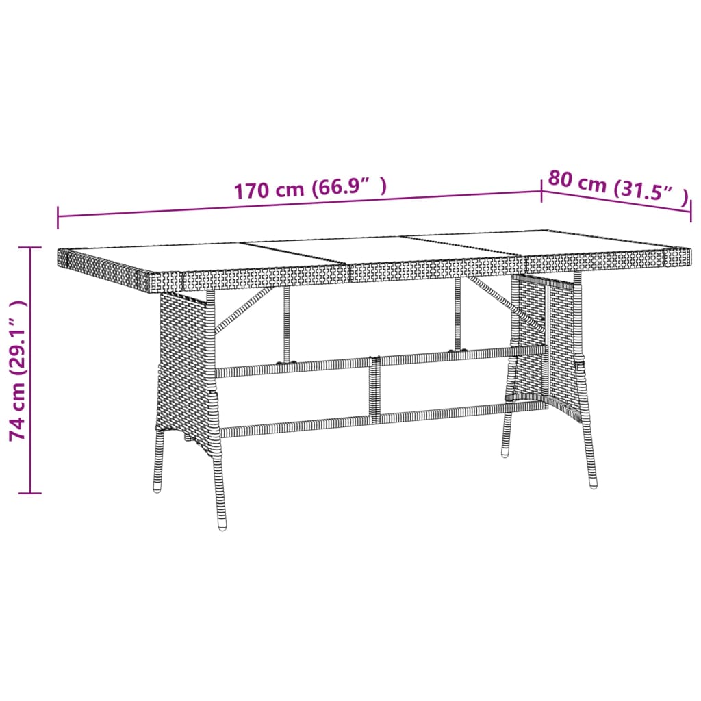9-tlg. Garten-Essgruppe Poly Rattan Schwarz