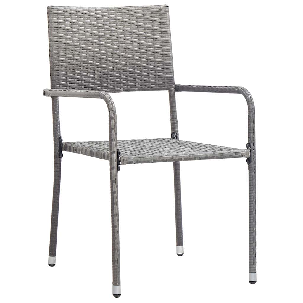 3-tlg. Garten-Essgruppe Poly Rattan & Massivholz Akazie Grau