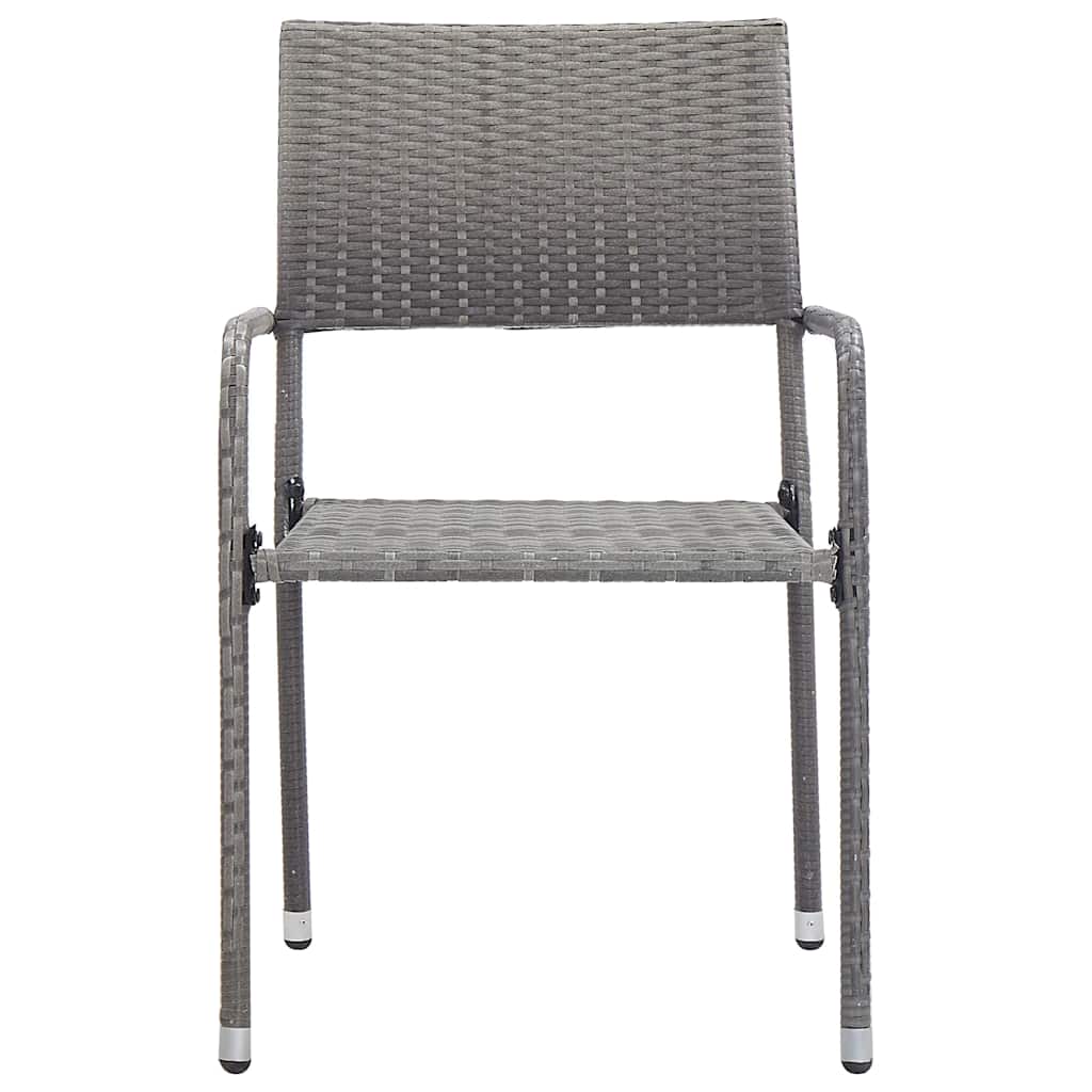 3-tlg. Garten-Essgruppe Poly Rattan & Massivholz Akazie Grau