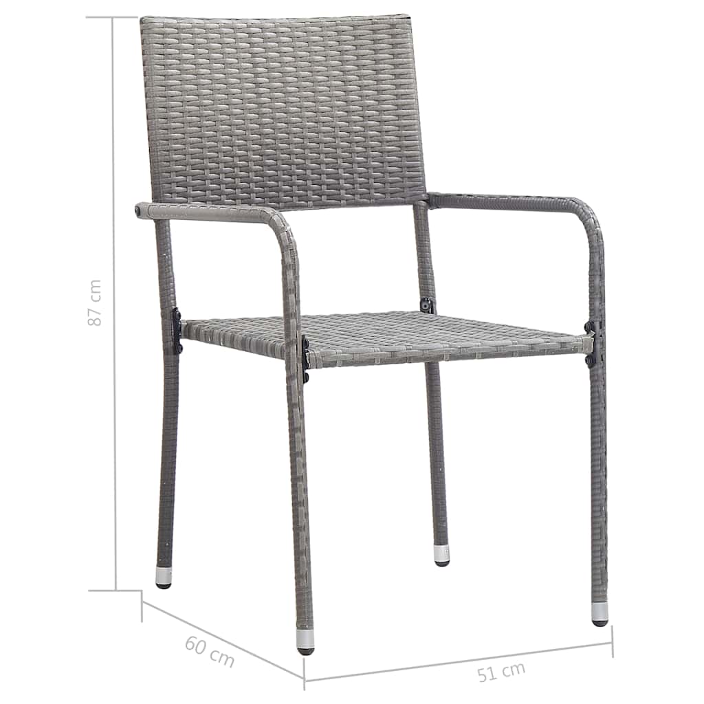 3-tlg. Garten-Essgruppe Poly Rattan & Massivholz Akazie Grau