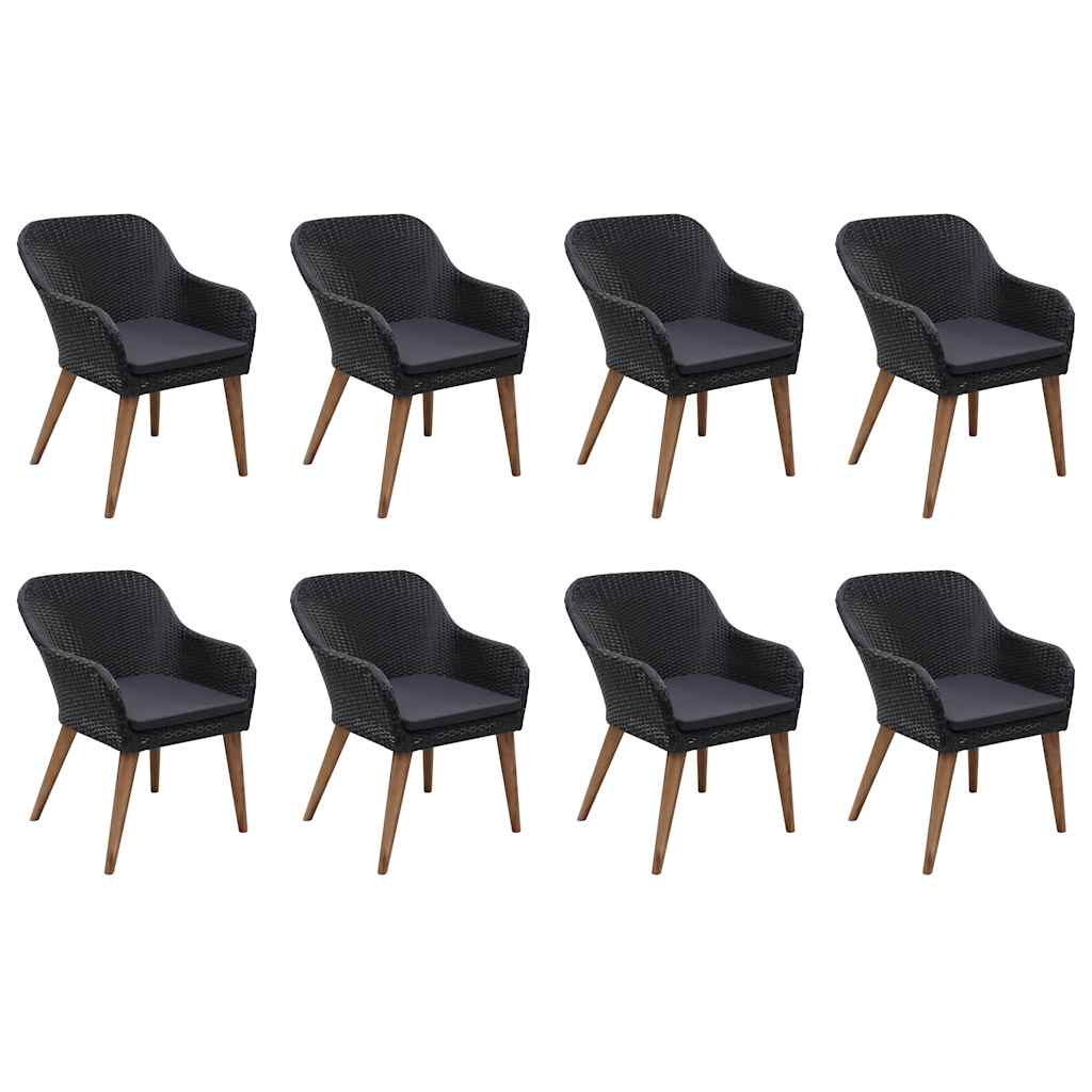 9-tlg. Garten-Essgruppe Poly Rattan Schwarz