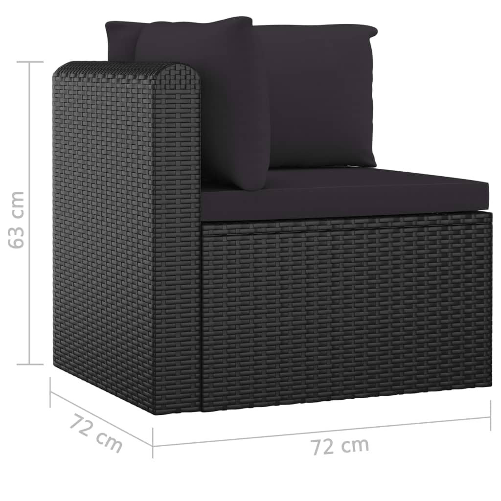 Salon de jardin 10 pièces avec coussins, en polyrotin, noir