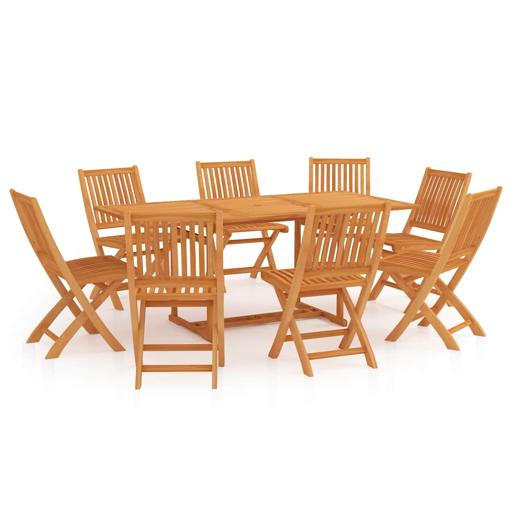 9-tlg. Garten-Essgruppe Massivholz Teak