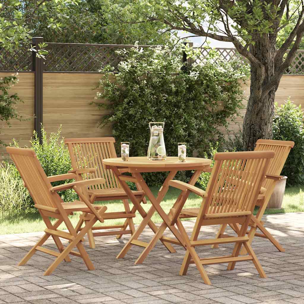 5-tlg. Garten-Essgruppe Massivholz Teak