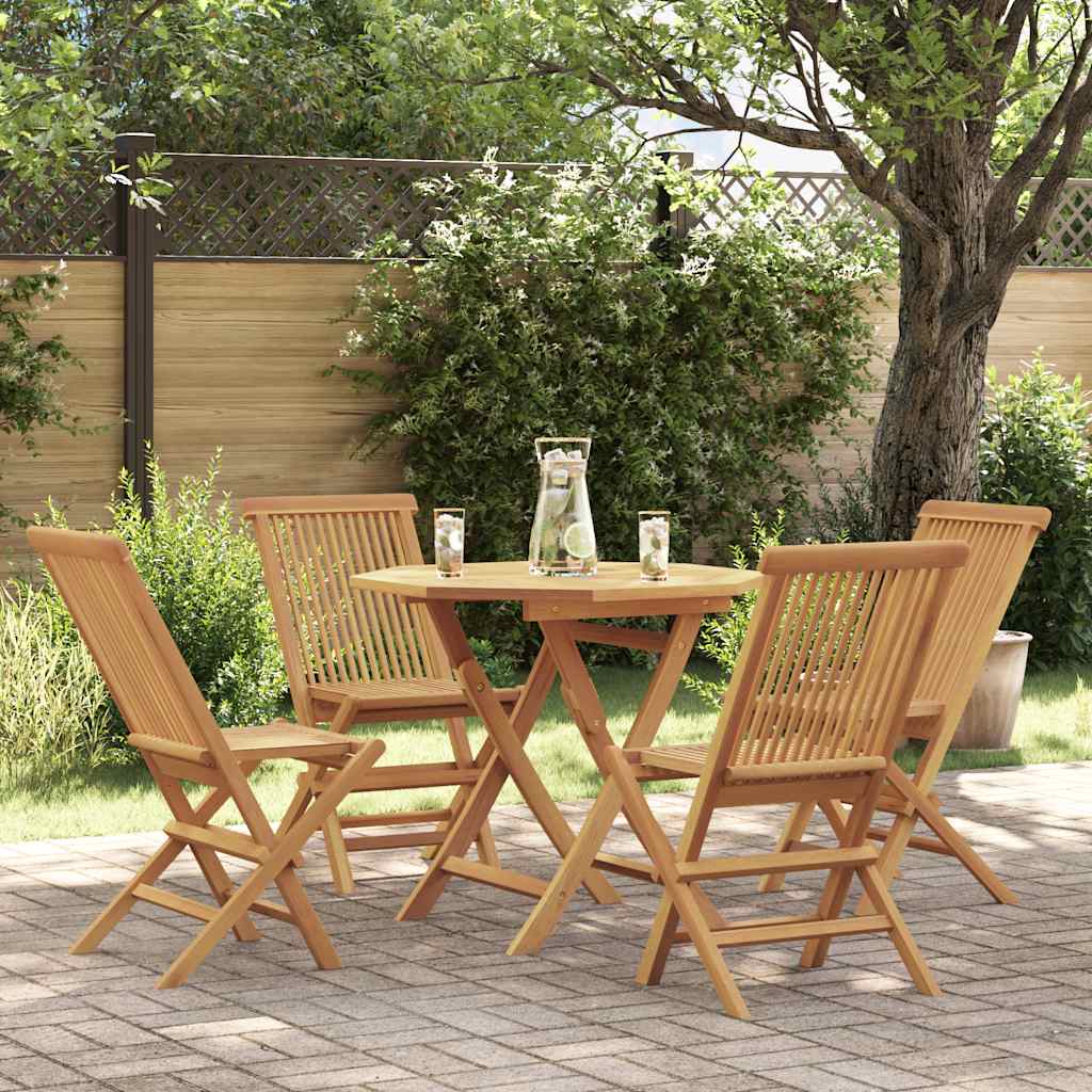 5-tlg. Garten-Essgruppe Massivholz Teak