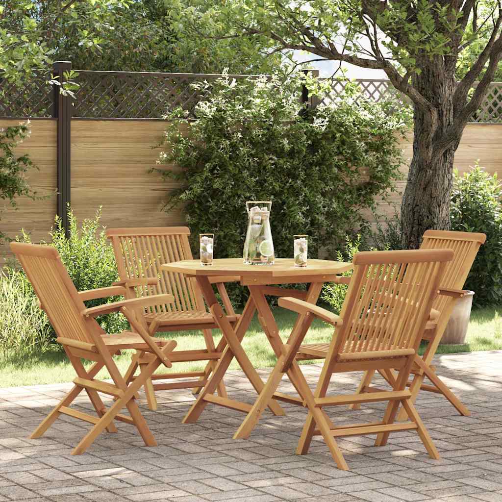 5-tlg. Garten-Essgruppe Massivholz Teak