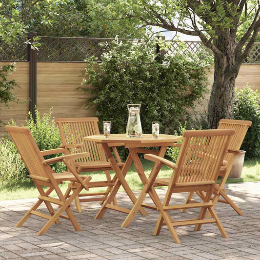 5-tlg. Garten-Essgruppe Massivholz Teak