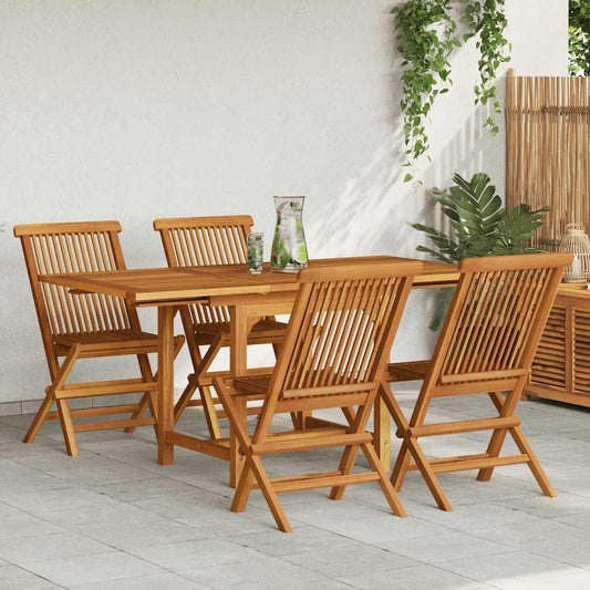 5-tlg. Garten-Essgruppe Massivholz Teak