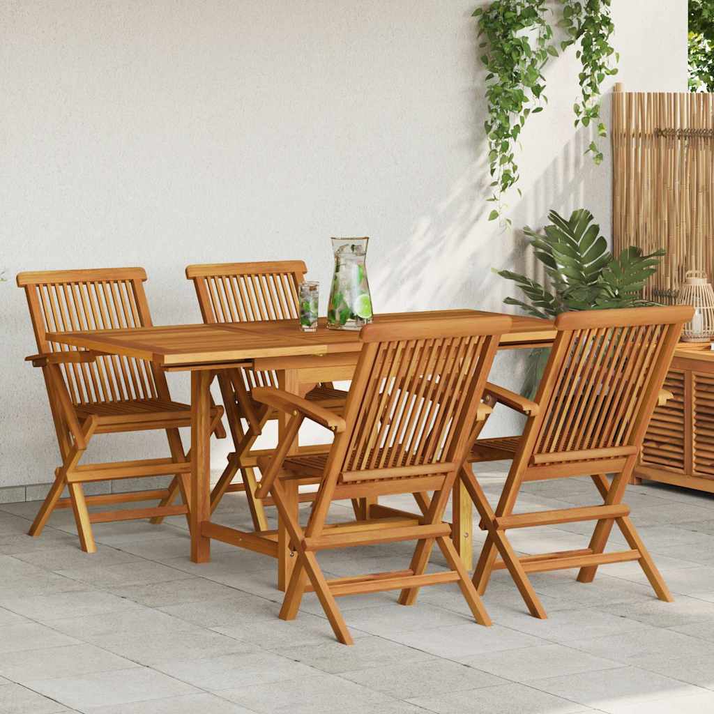 5-tlg. Garten-Essgruppe Massivholz Teak