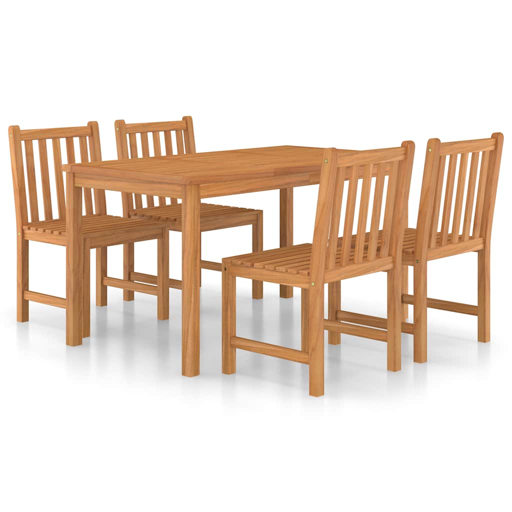 5-teiliges Garten-Ess-Set 140 x 80 cm Massivholz Teak