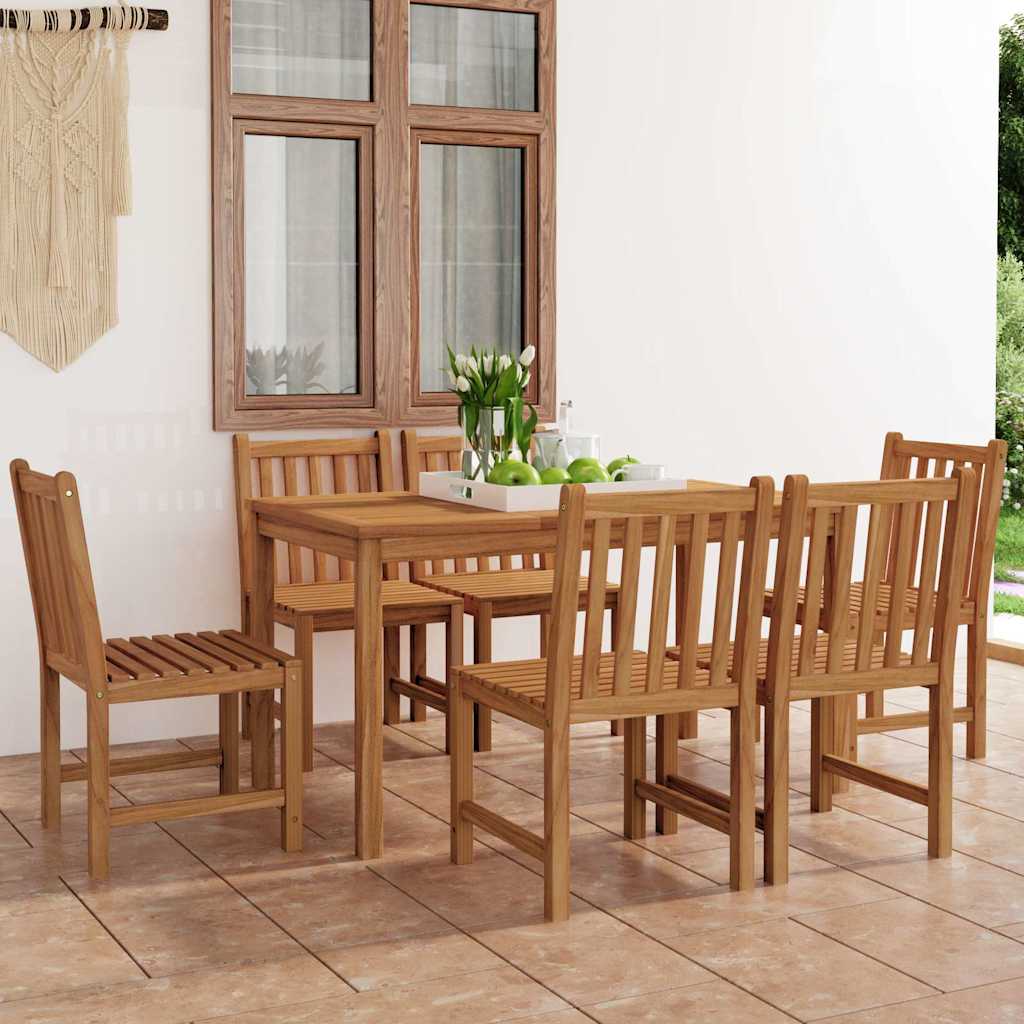 7-teiliges Garten-Ess-Set 140 x 80 cm Massivholz Teak
