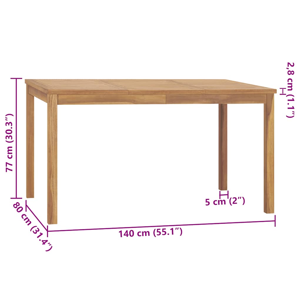 7-teiliges Garten-Ess-Set 140 x 80 cm Massivholz Teak