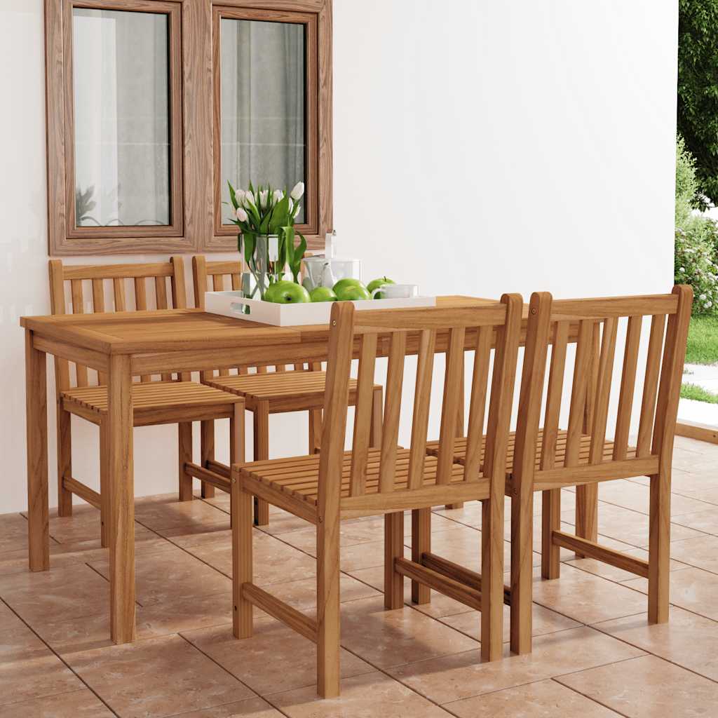 5-teiliges Garten-Ess-Set 160 x 80 cm Massivholz Teak