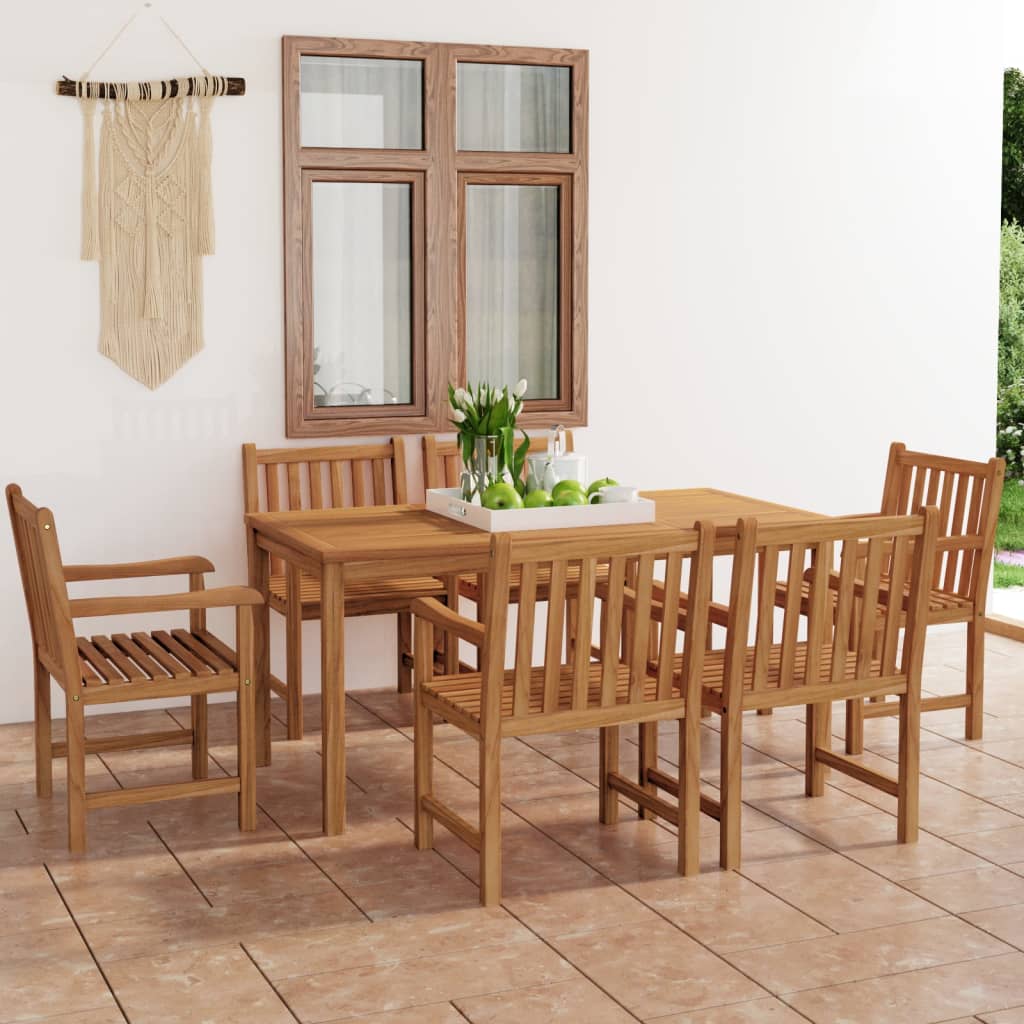 7-teiliges Garten-Ess-Set 160 x 80 cm Massivholz Teak