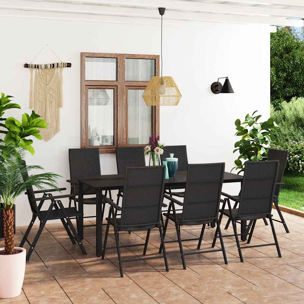 9-tlg. Garten-Essgruppe Schwarz