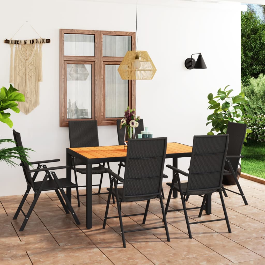 7-tlg. Garten-Essgruppe Schwarz und Braun