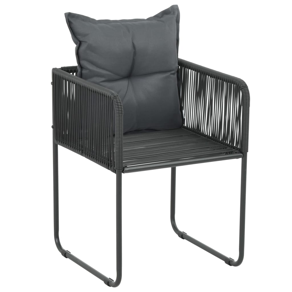 3-tlg. Garten-Essgruppe PVC Rattan Schwarz