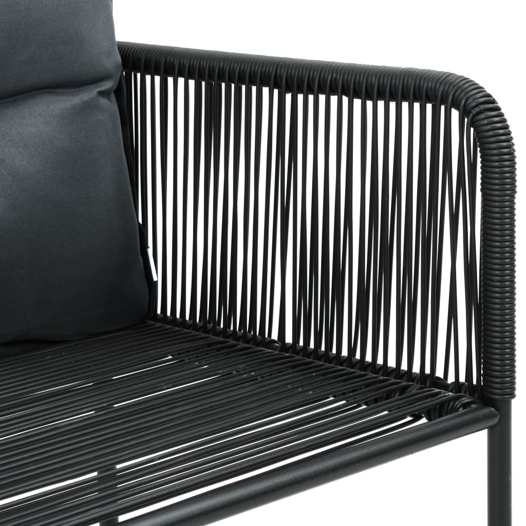 3-tlg. Garten-Essgruppe PVC Rattan Schwarz