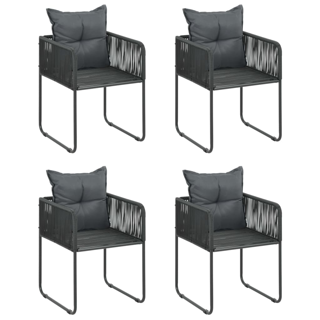 5-tlg. Garten-Essgruppe PVC Rattan Schwarz
