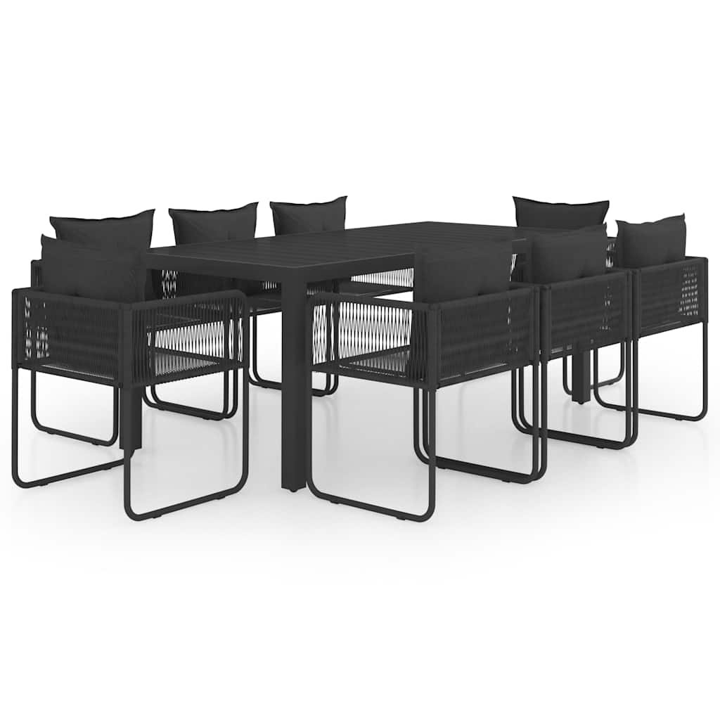 9-tlg. Garten-Essgruppe PVC Rattan Schwarz