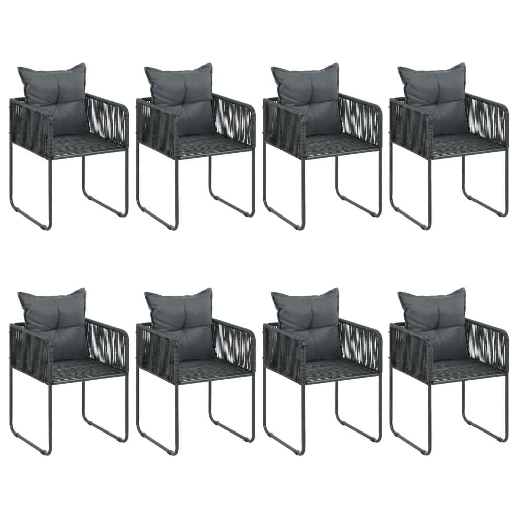 9-tlg. Garten-Essgruppe PVC Rattan Schwarz
