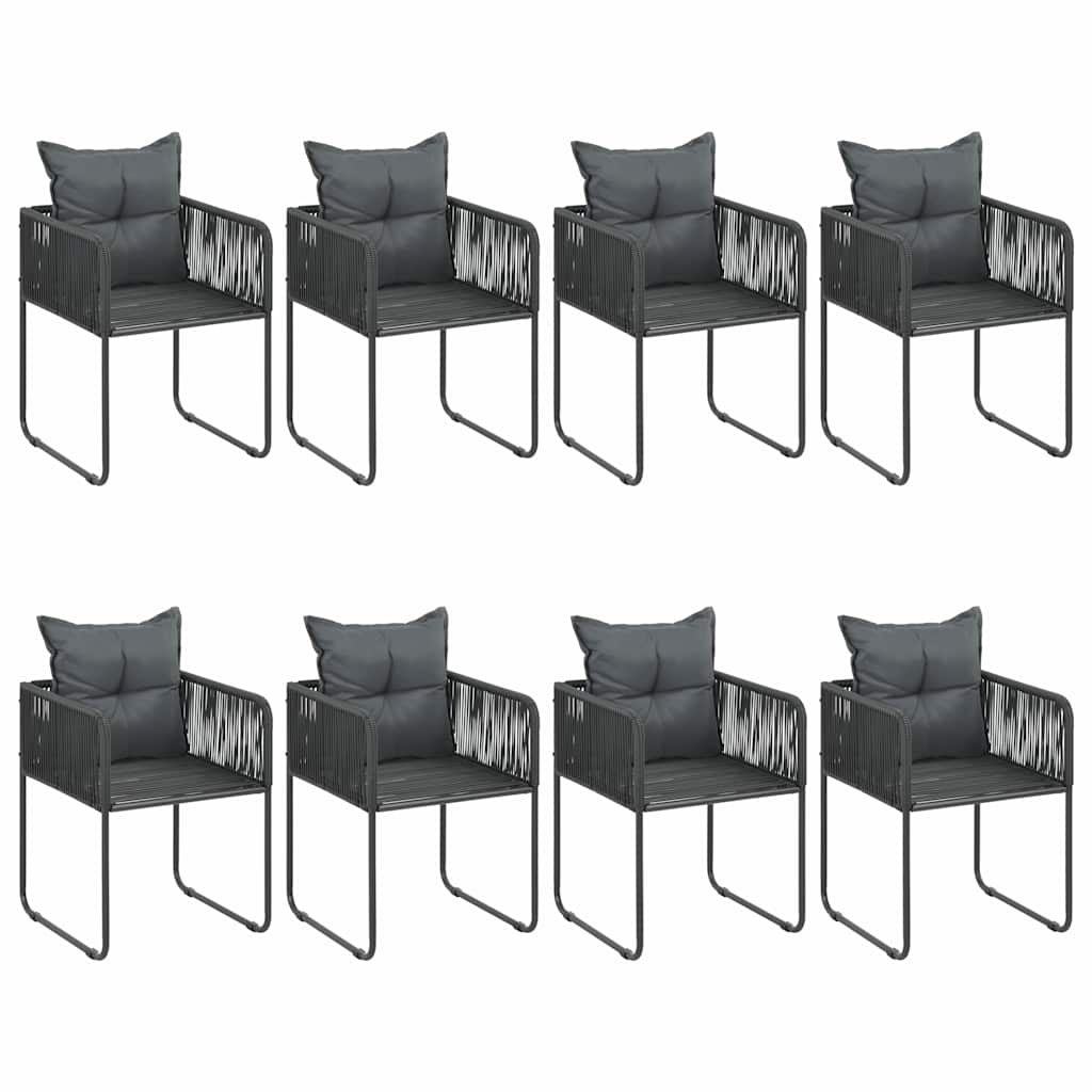 9-tlg. Garten-Essgruppe PVC Rattan Schwarz