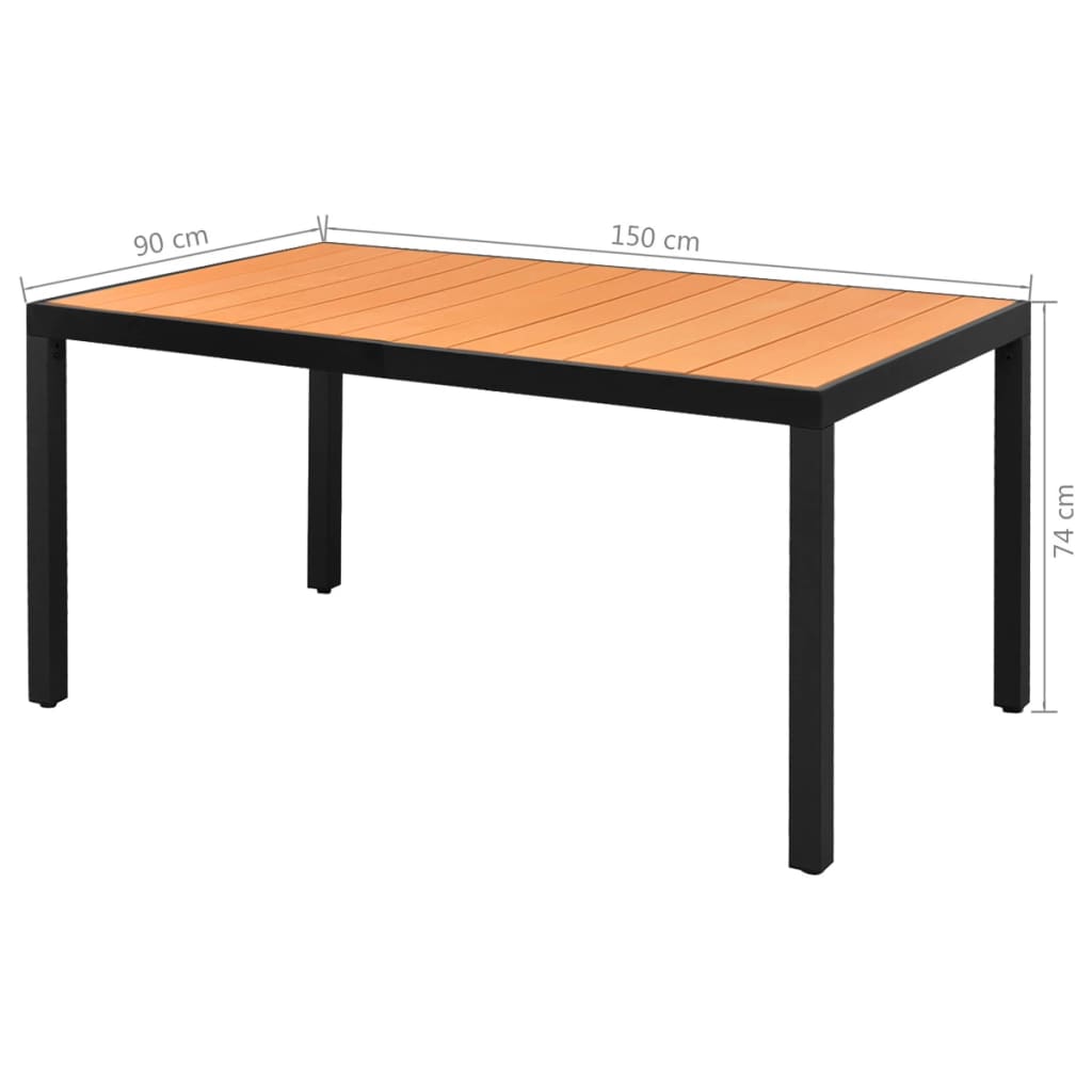 5-tlg. Garten-Essgruppe PVC Rattan Schwarz und Braun