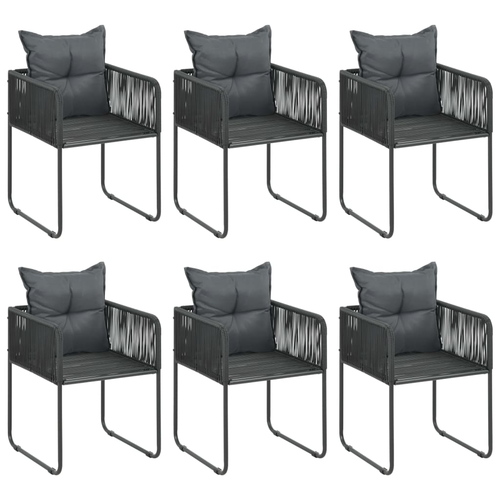 7-tlg. Garten-Essgruppe PVC Rattan Schwarz und Braun