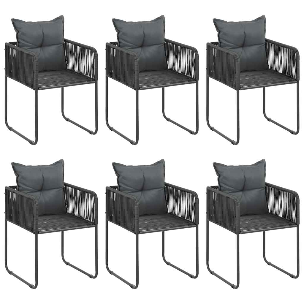 7-tlg. Garten-Essgruppe PVC Rattan Schwarz und Braun