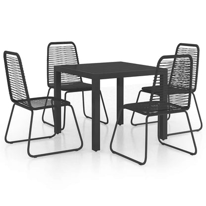 5-tlg. Garten-Essgruppe PVC Rattan Schwarz