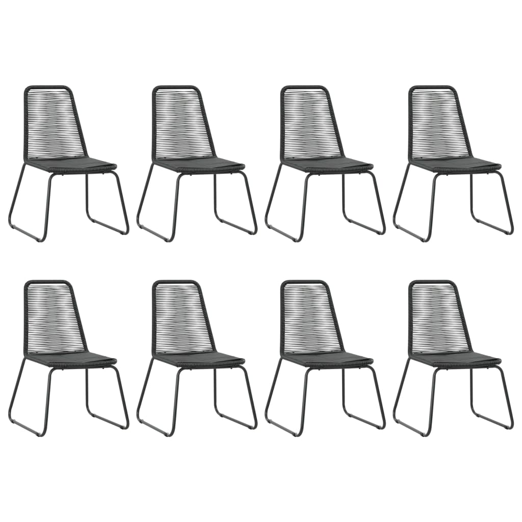 9-tlg. Garten-Essgruppe PVC Rattan Schwarz