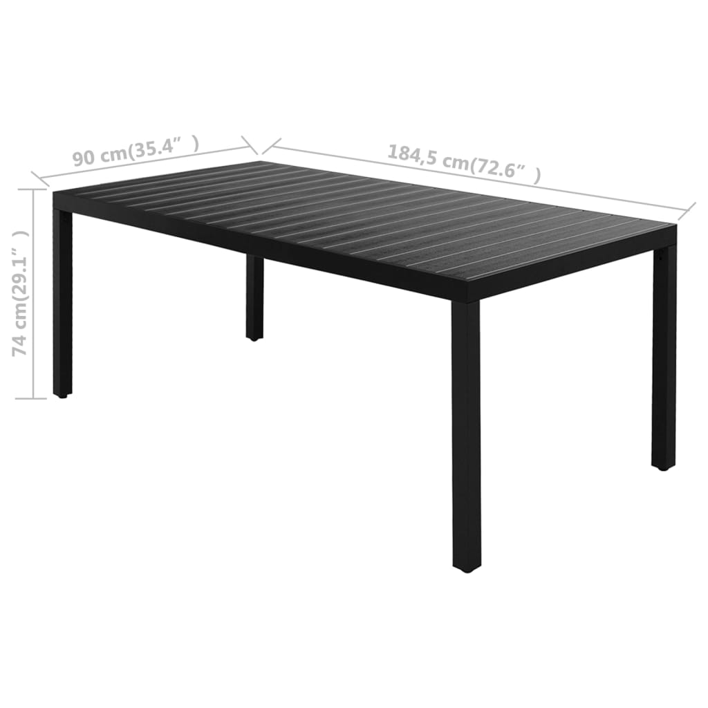 9-tlg. Garten-Essgruppe PVC Rattan Schwarz