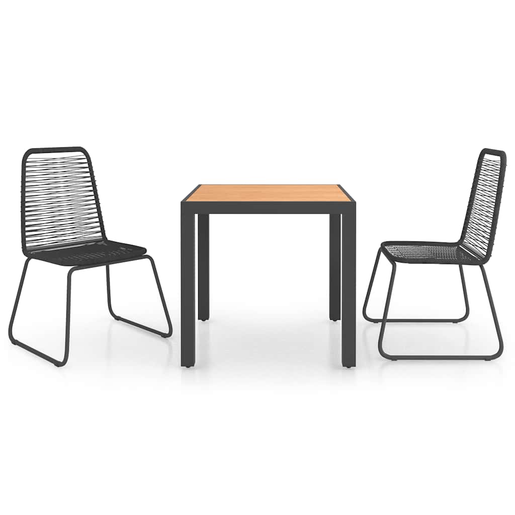 3-tlg. Garten-Essgruppe PVC Rattan Schwarz und Braun